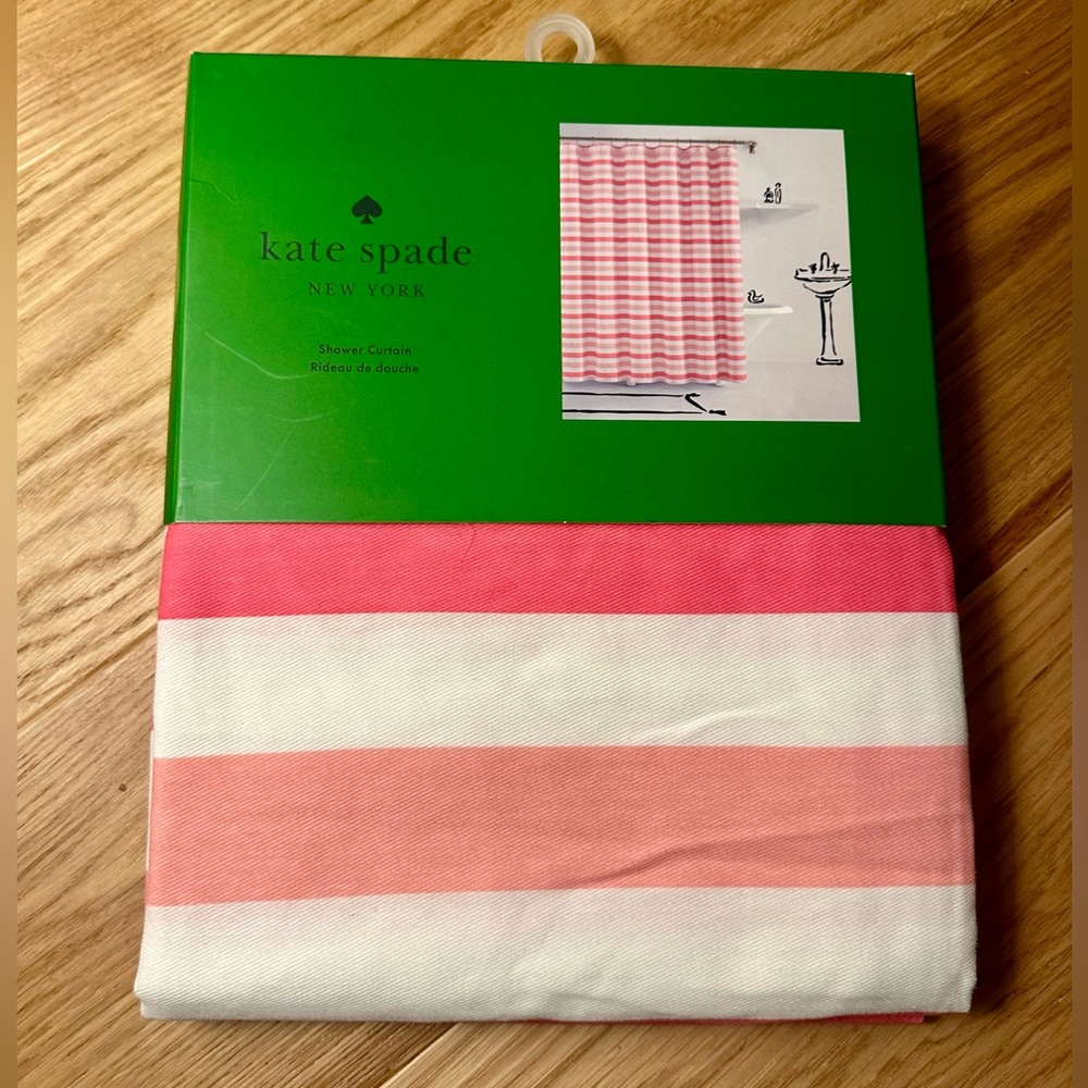 ♠️ Kate Spade Shower Curtains - pink striped